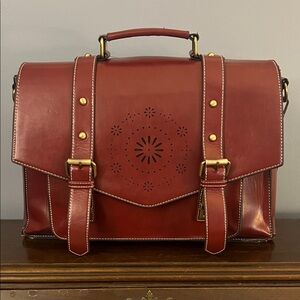 Elegant Burgundy Leather Women's Briefcase
